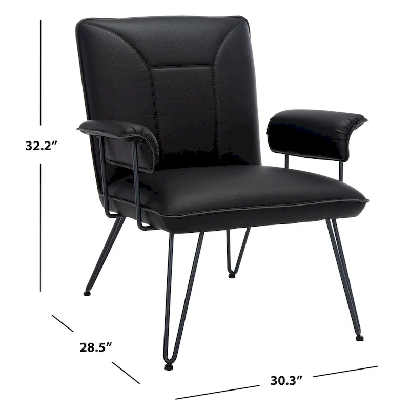SAFAVIEH Idamae Mid-Century Modern Faux Leather Arm Chair - 29Wx28Dx33H
