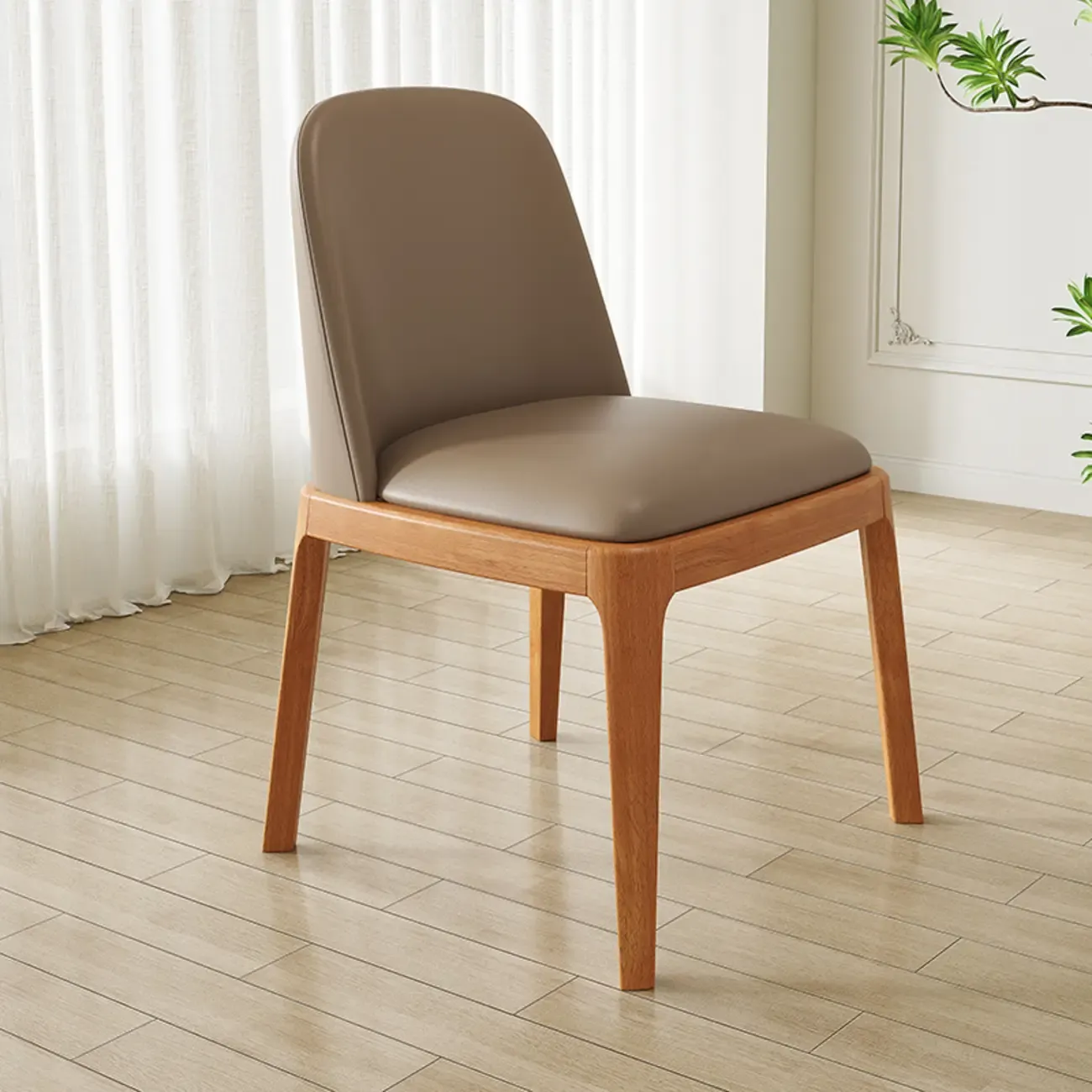 Modern Rubber Wood Upholstered Dining Chair Set of 2