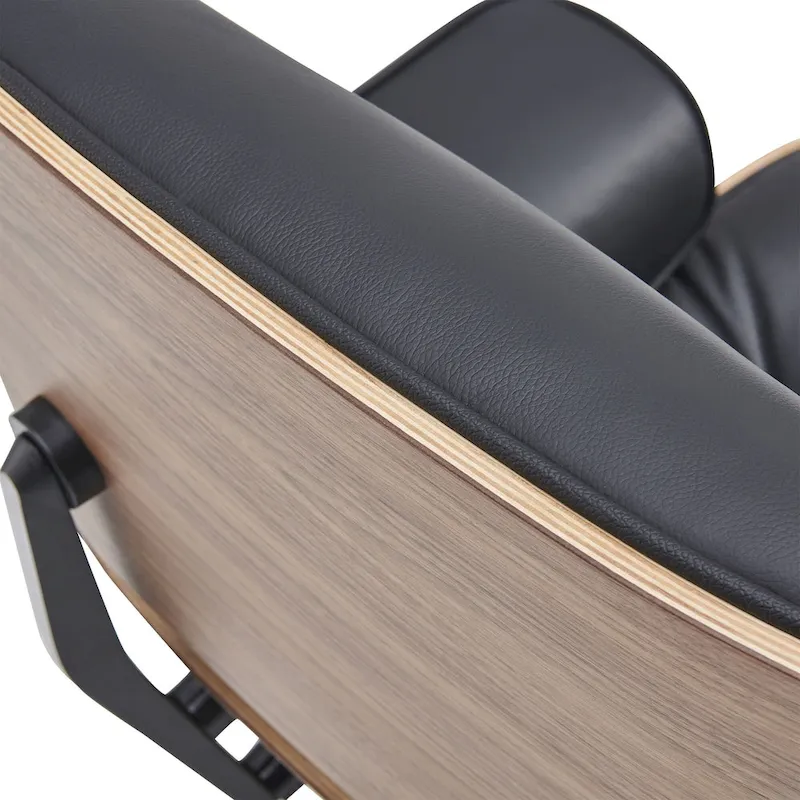 Mid-century Modern Lounger Real Leather Arm Chair and Ottoman Set