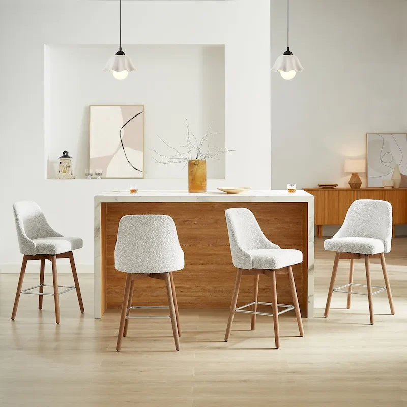 Art Leon Set of 2 Upholstered Counter Height Swivel Barstool