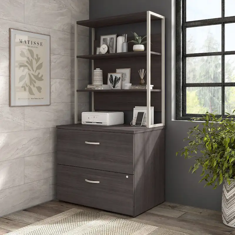 2-Drawer Lateral File Cabinet with Open Shelves