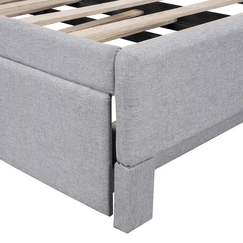 L-Shaped Upholstered Daybed with Pop Up Trundle