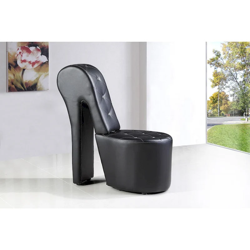 Faux Leather/Velvet High Heel Shoe-Shaped Lounge Chair, 1-Person