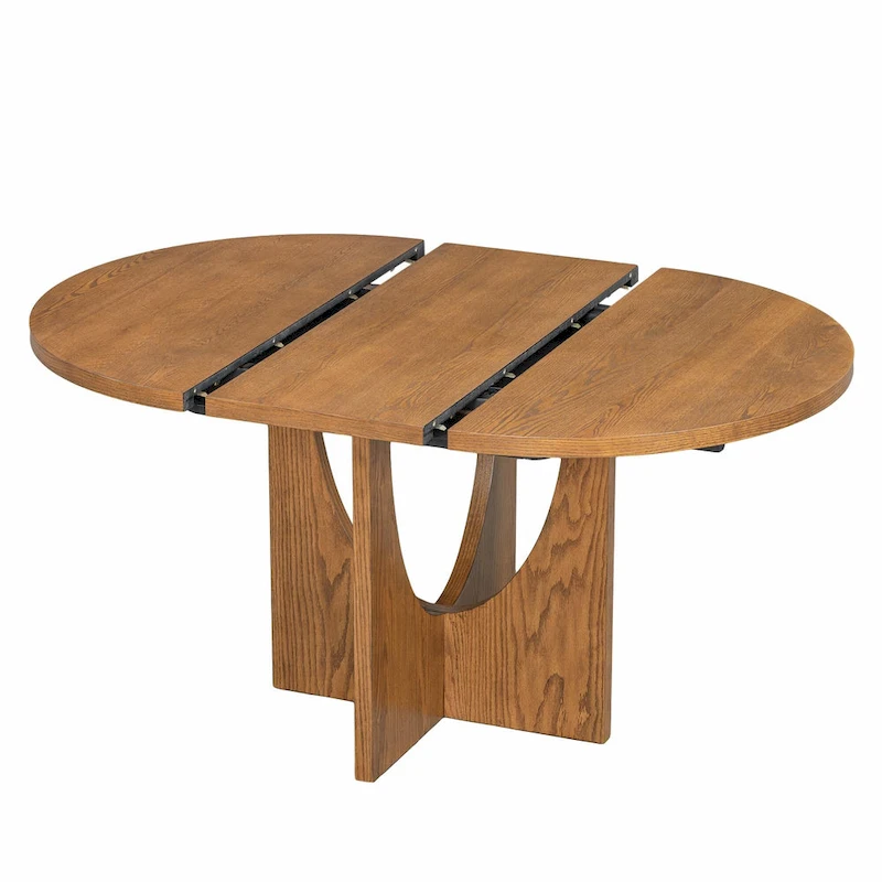 Modern 5-Piece Round Dining Set with 16.2 Removable Leaf