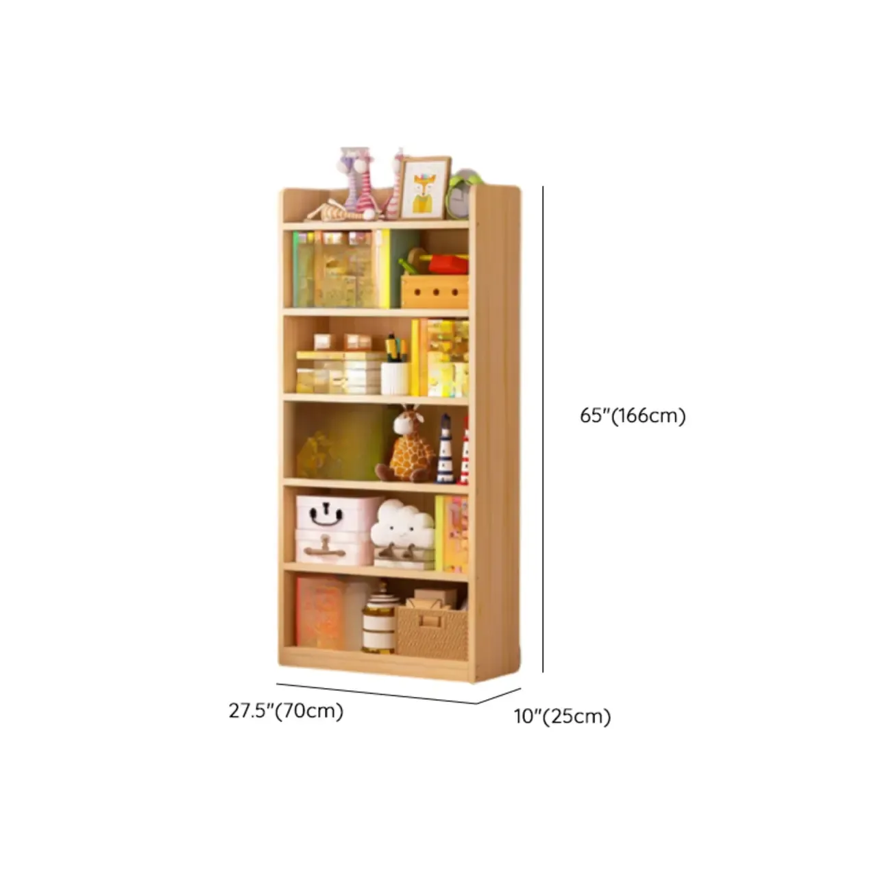Solid Wood 5-Tier Display Open Shelving Unit Bookcase
