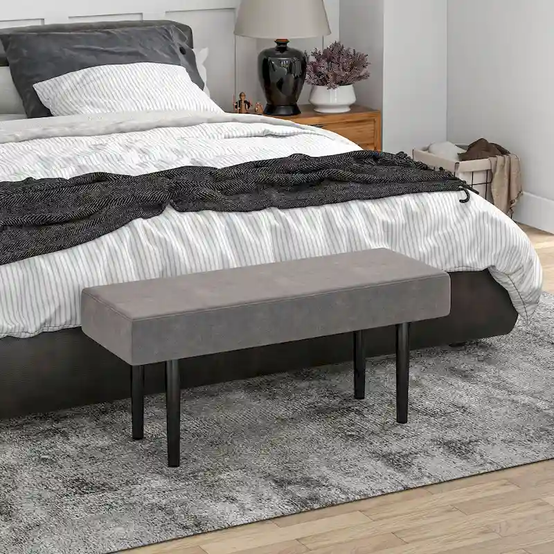 Upholstered Bench with Steel Legs
