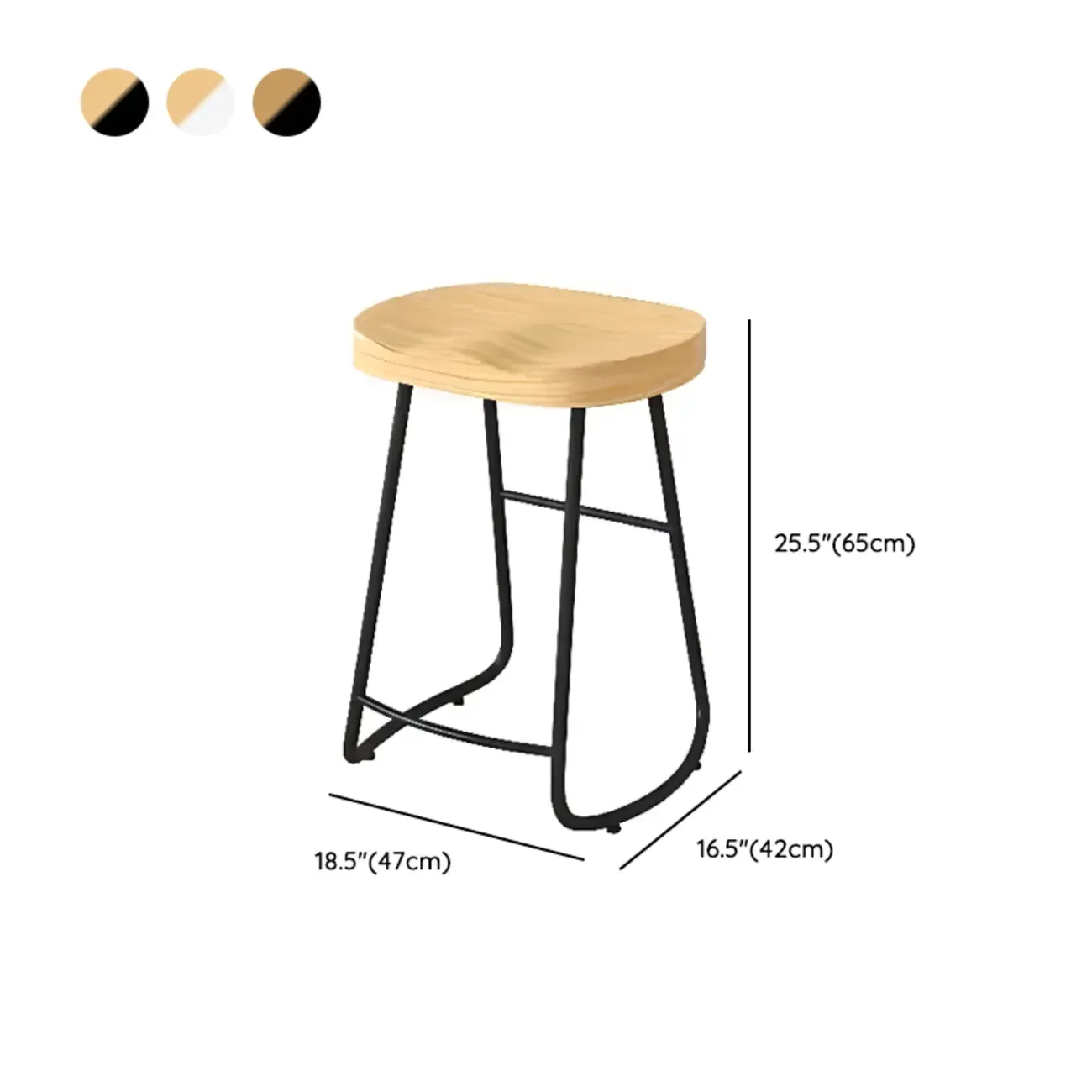 Modern Natural Wood Counter Height Bar Stools