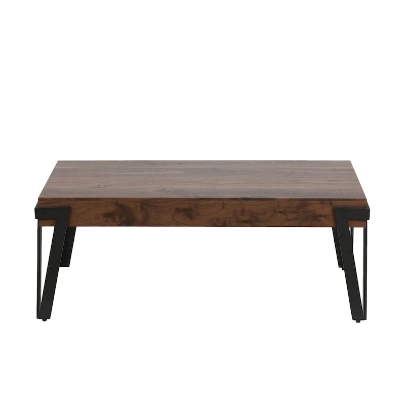 43-inch Industrial Wood and Metal Coffee Table - 17 H x 43.38 W x 24.5 D