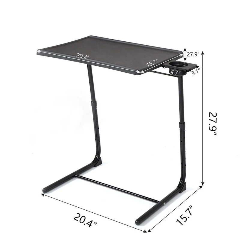 Folding TV Tray Laptop Table End Table Height Adjustable Cup Holder