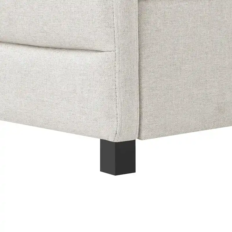 Beige Twin Linen Daybed with Pull-Out Trundle