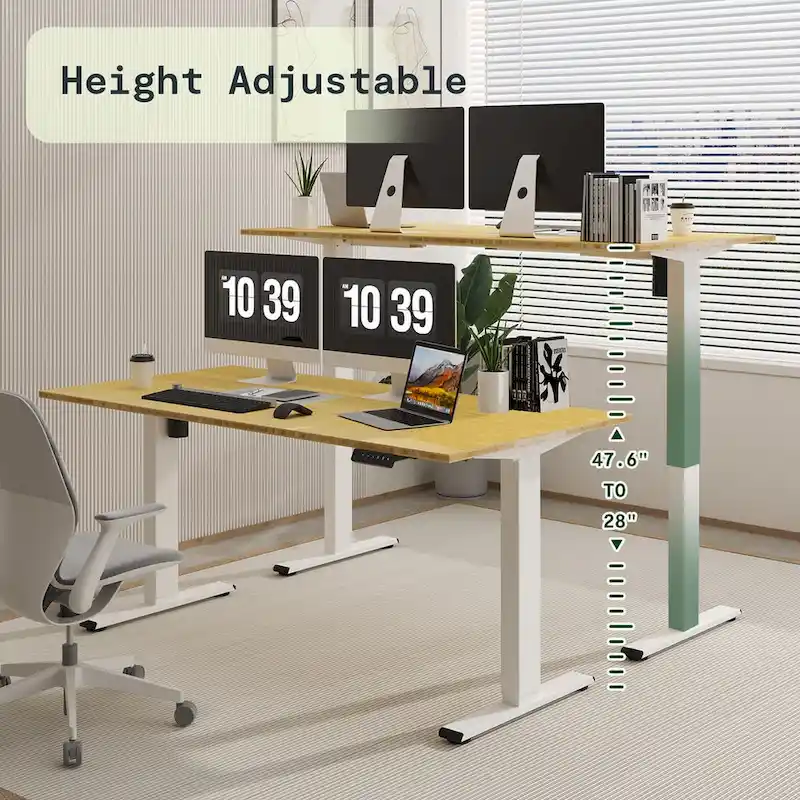 Bamboo Electric Height Adjustable Standing Desk - Single User