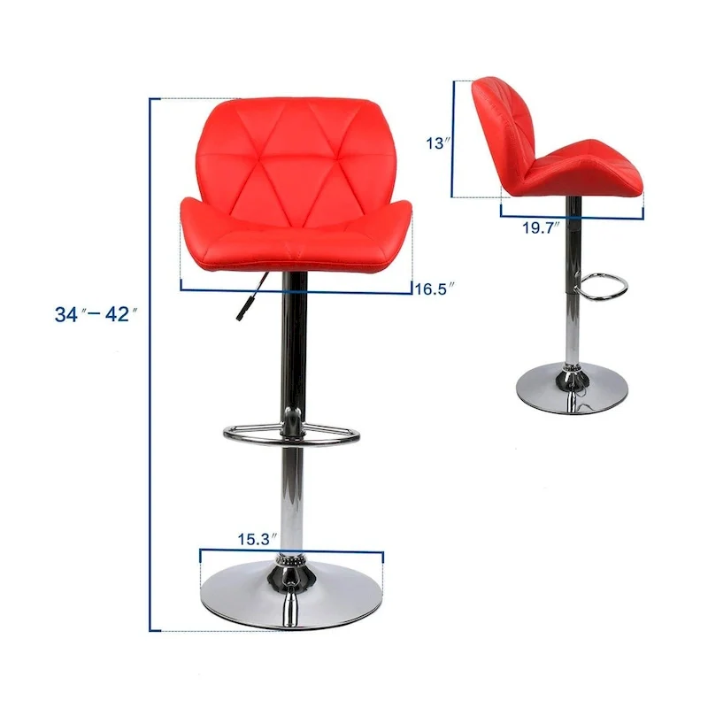 Modern Faux Leather Adjustable Swivel Bar Stools (Set of 2)