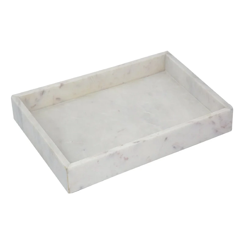 A&B Home Rectangular Marble Tray - White