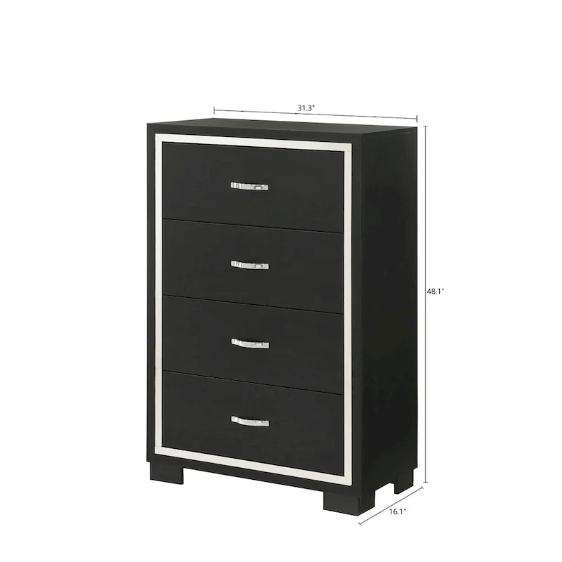 Pedro 3 Piece Black Velvel Upholstered Panel Bedroom Set