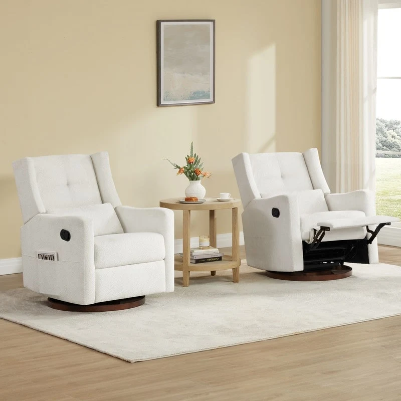 Lincoln Manual Swivel Glider Recliner with Lumbar Pillow