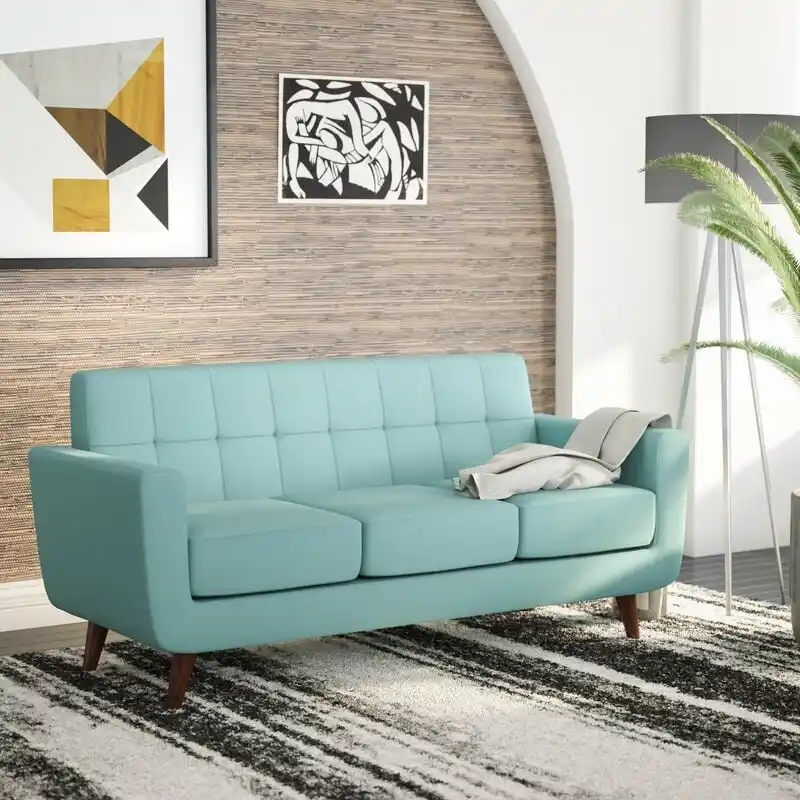 Grace Rainbeau Linen Upholstered Tufted Mid-century Sofa