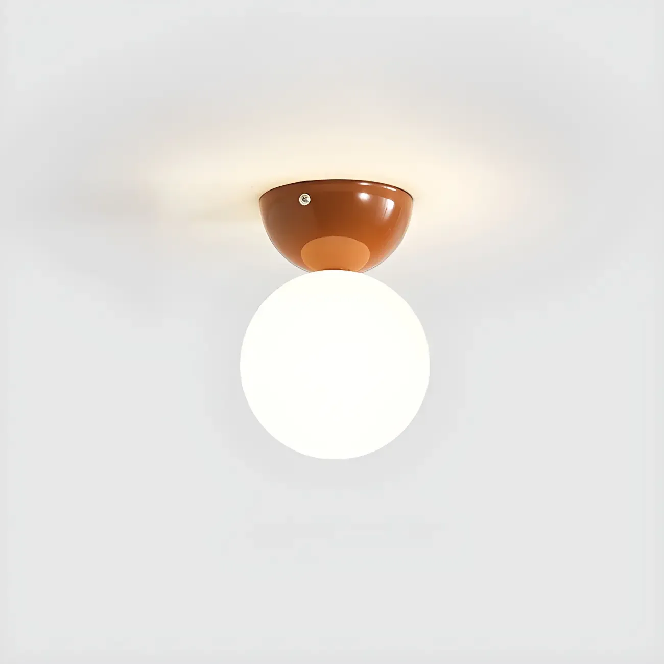 Simple White Ball Shade Metal Semi Flush Ceiling Light