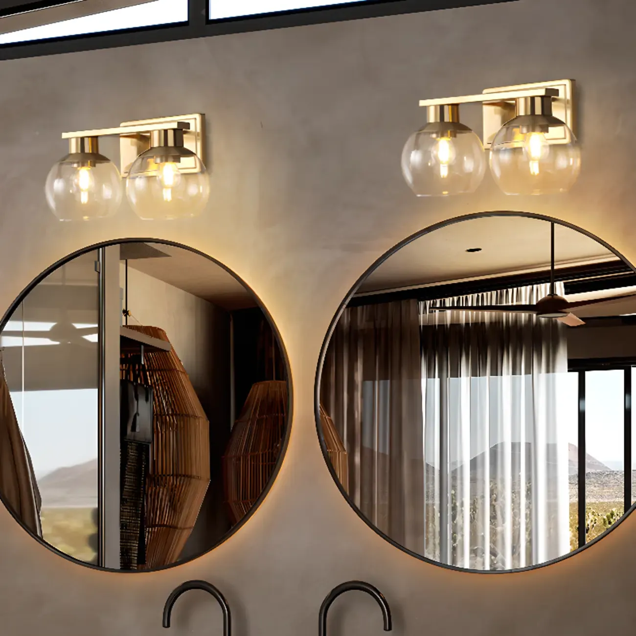 Classic Brass Vanity Lights with Transparent Ball Shade