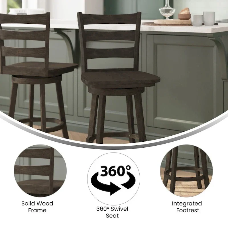 Commercial Wooden Swivel Counter Height Stool