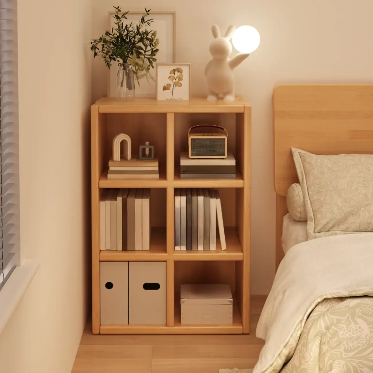 Horizontal Natural Finish 6-Cube Wood Shevling Unit Bookcase