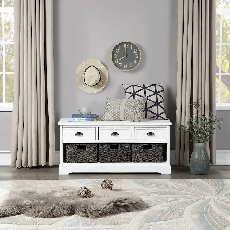 homes collection wood storage bench