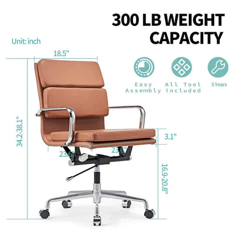 Office Chair PU Leather Adjustable ErgoChair with Thickened Cushion - N/A