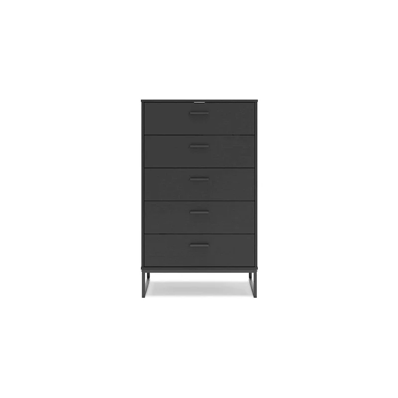 Black 5-Drawer Chest, Single