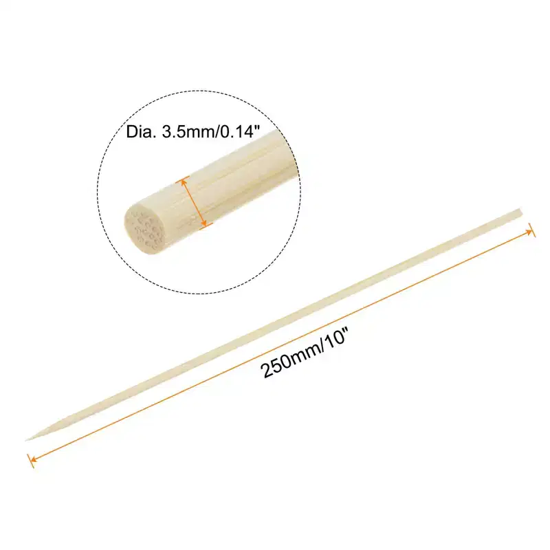 Unique Bargains Bamboo Barbecue Skewers Sticks Natural Wooden Cocktail Picks 200 Pcs