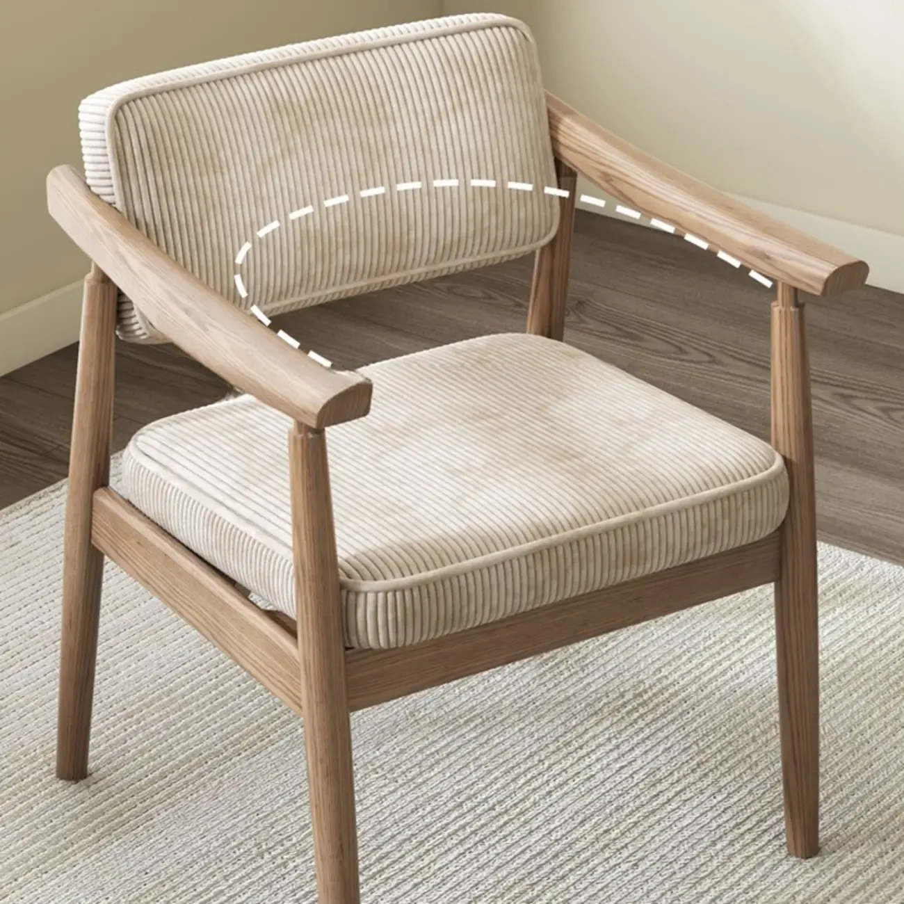 Scandinavian Modern Solid Wood Upholstered Dining Chair