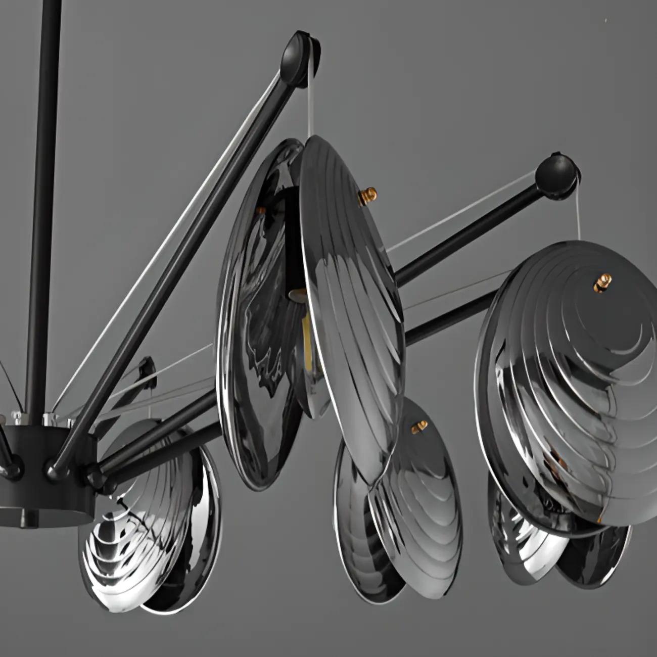 Modern Gray Metal Silver Shell Adjustable Chandeliers