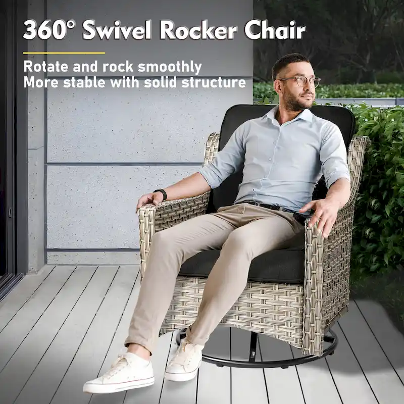 XIZZI 6-piece Patio Wicker Furniture Set with Fire Pit Table