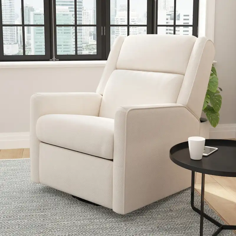 Cream/Dark Gray/Light Gray 3-in-1 Manual Recliner Rocking Swivel Glider, 1-Person