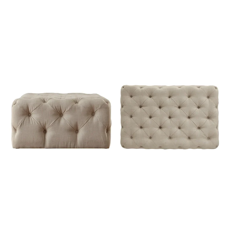 Rectangular Tufted Ottoman with Casters