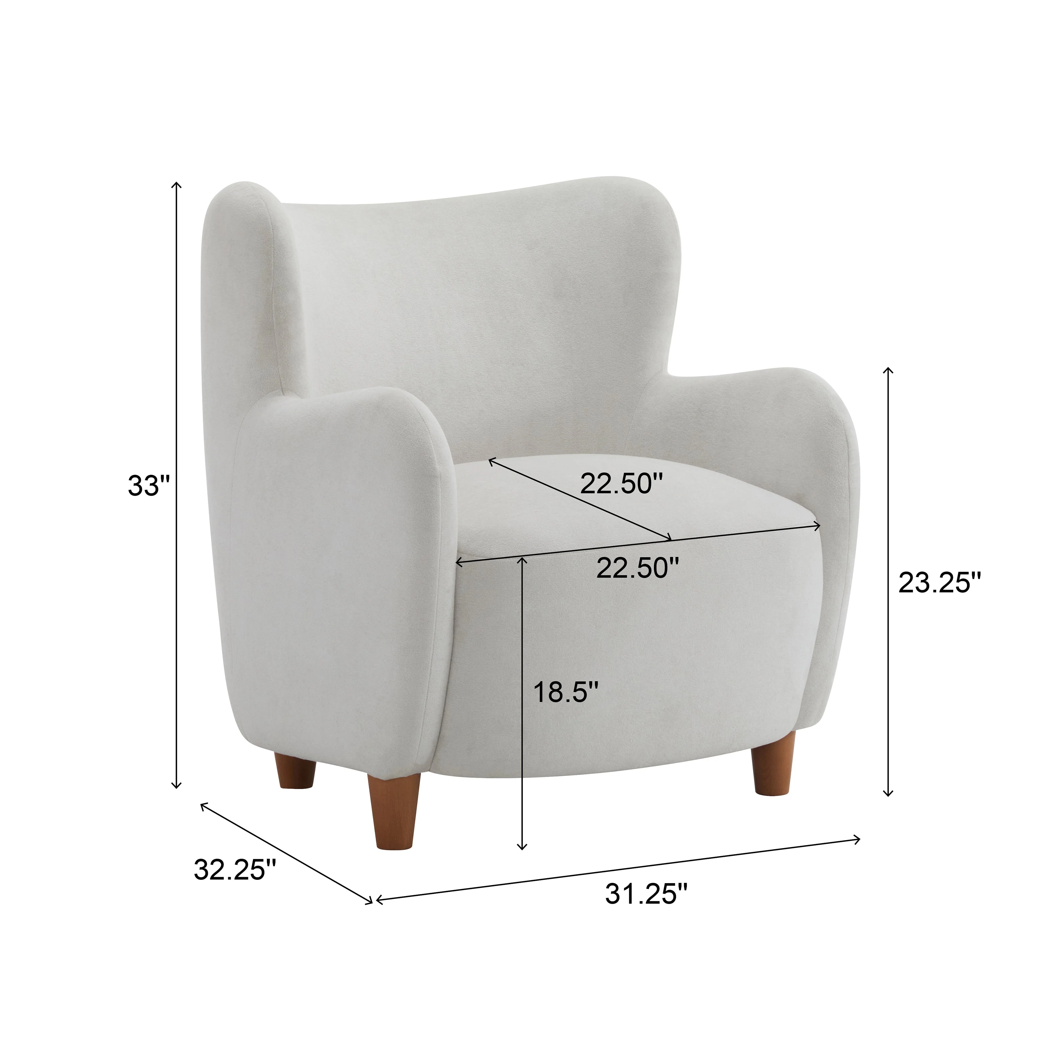 Luxury Modern Fabric Armchair with Round Arms & Tapered Legs