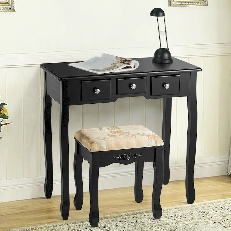 Costway Vanity Table Dressing Table 5 Make Up Table Stool