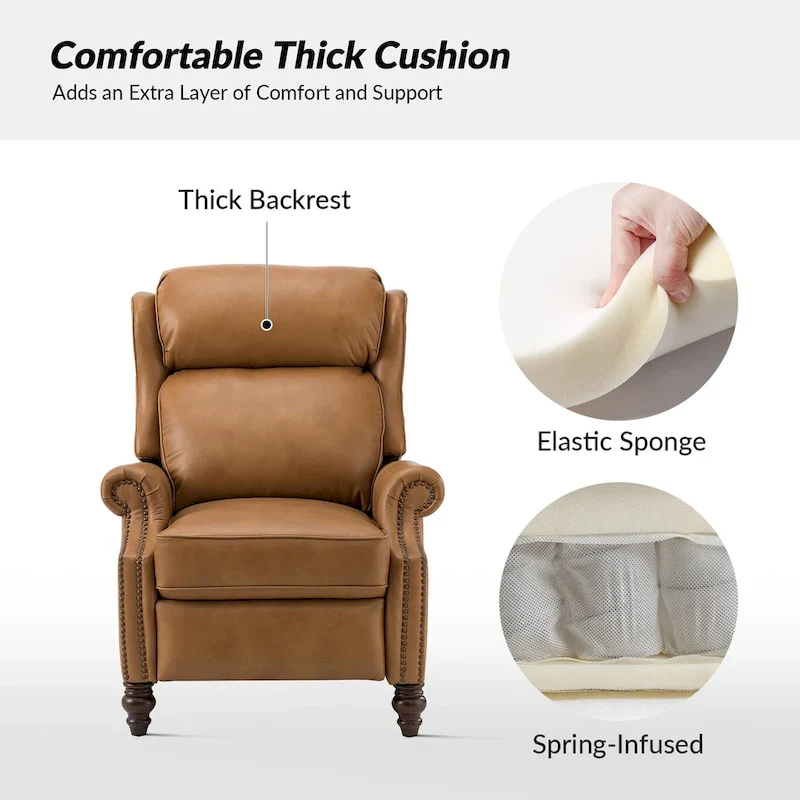 Noemon Modern Genuine Leather Recliner with Nailhead Trims Set of 2 by HULALA HOME