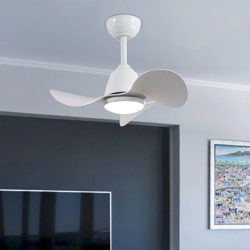Cian Modern White Lighted Ceiling Fan 3-Blades LED Remote Control