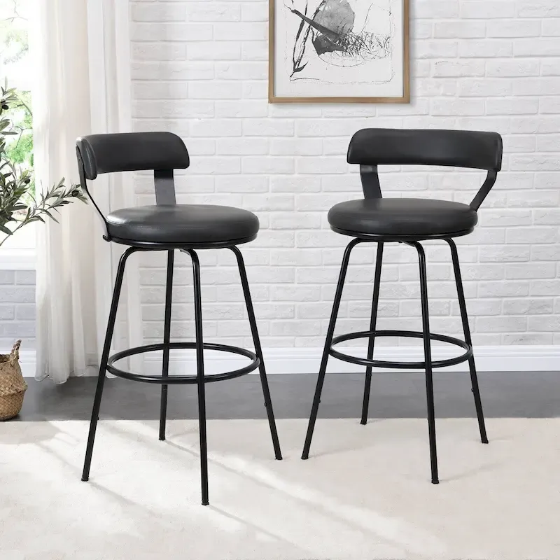 Hausfame Metal Counter Height Industrial Swivel Bar Stools
