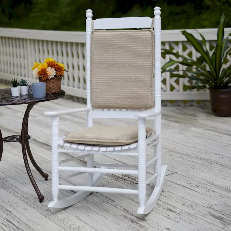 Reversible Chenille Rocking Chair Cushion Set