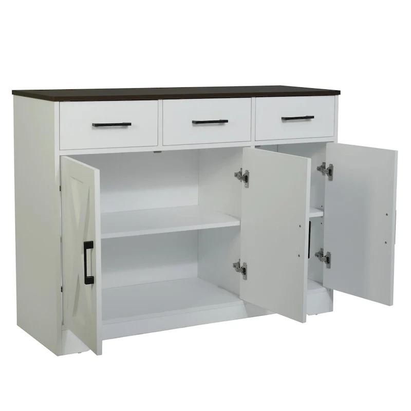 3-Drawer Sideboard Storage Cabinet with X-Detail Doors