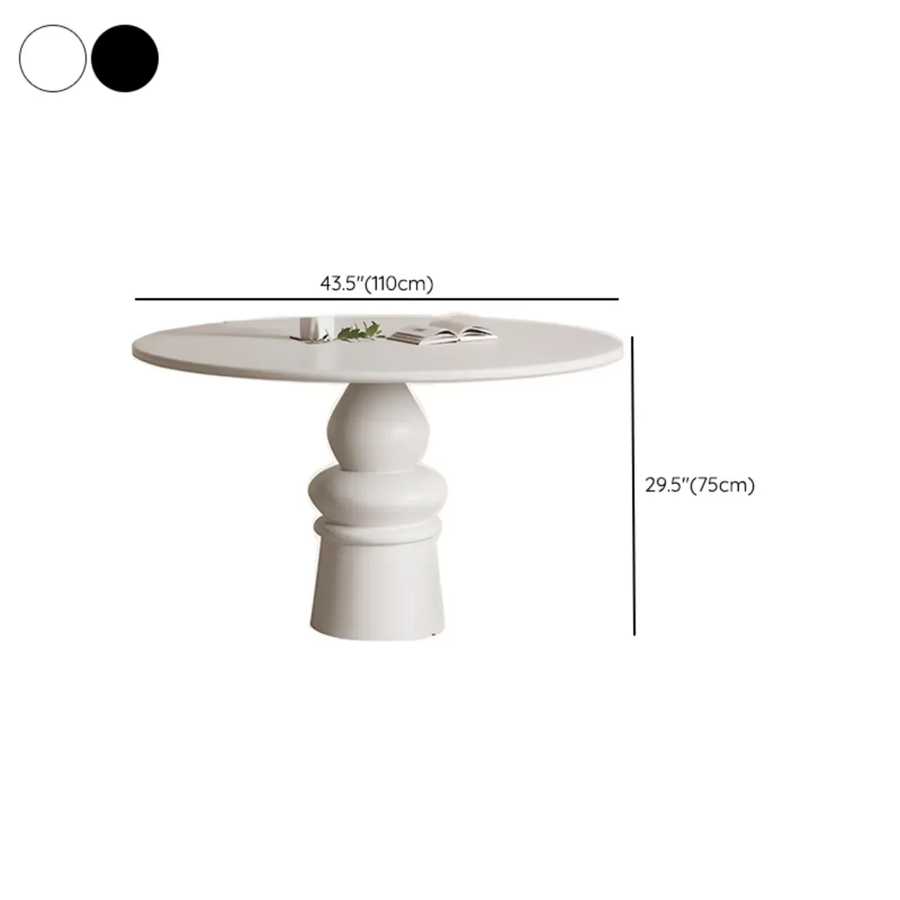 Casual White Pedestal Wood Round Dining Table