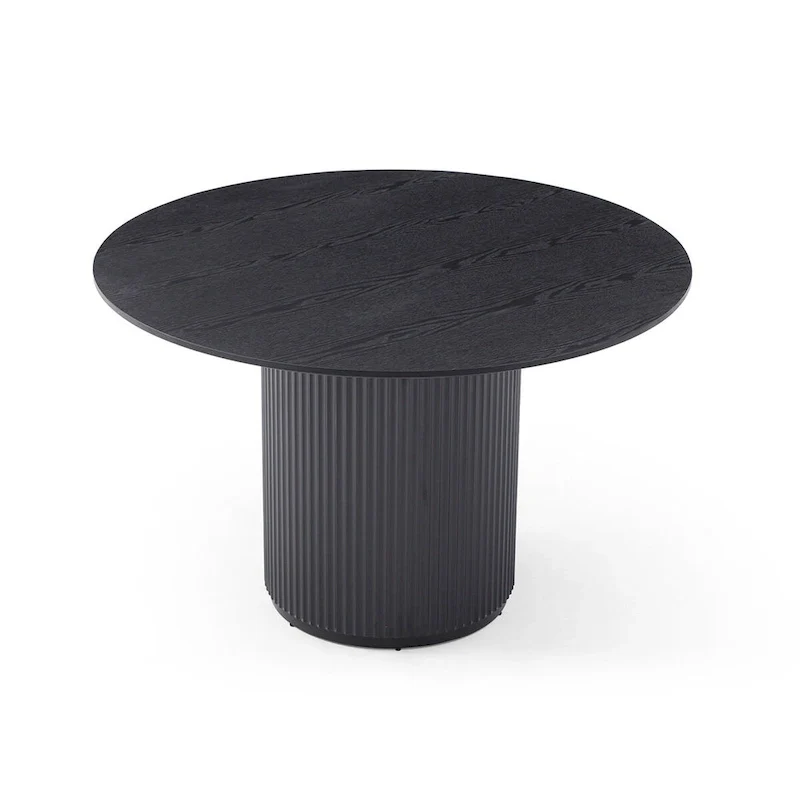 Black Round Dining Table,MDF handcraft Pedestal Dining Room Table