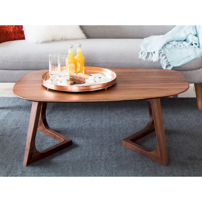 Aurelle Home Gideon Solid Walnut Modern Coffee Table - 42 x 27.5 x 15