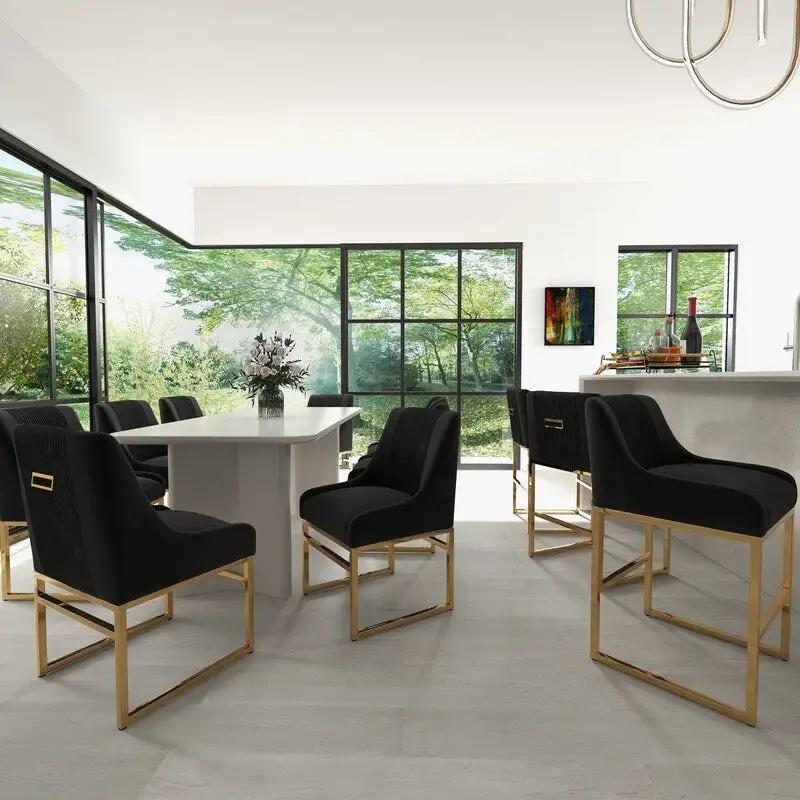 SEYNAR Contempoary Velvet Dining Chair with Metal Frame Legs, set of 4