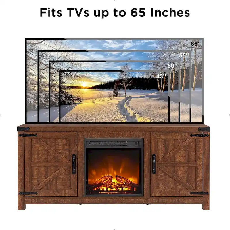 Farmhouse Fireplace TV Stand, Rustic Entertainment Center