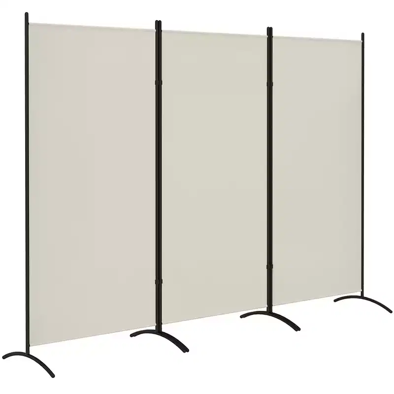 HOMCOM 6' Tall Room Divider, 3 Panel Folding Privacy Screen, Portable Partition Wall Divider for Home Office, Light Gray