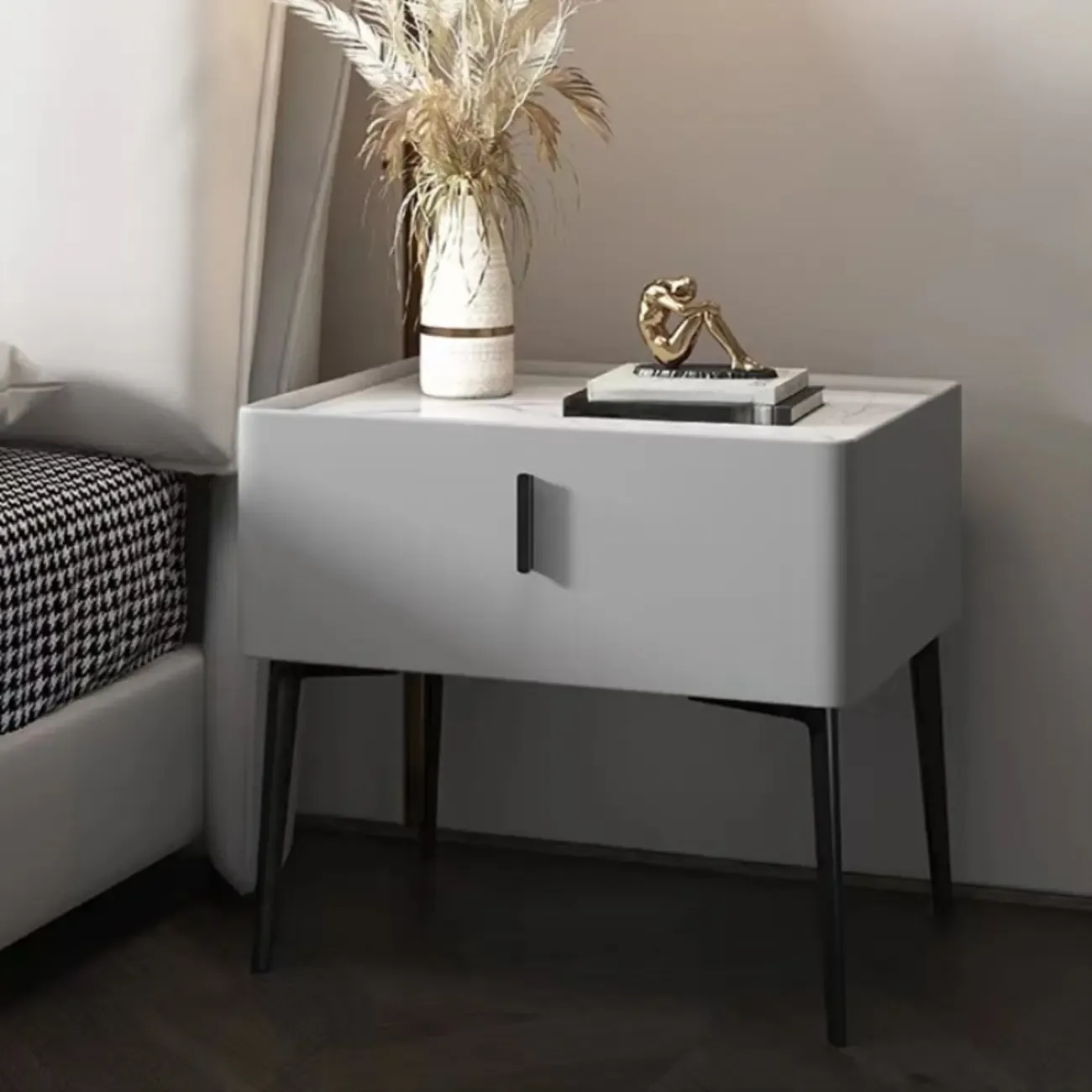Modern Narrow Nightstand with Drawer