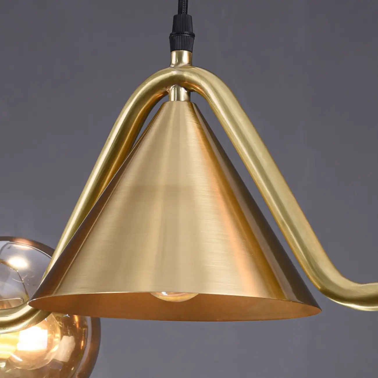 Dining Area Modern Brass Glass LED Island Pendant Light