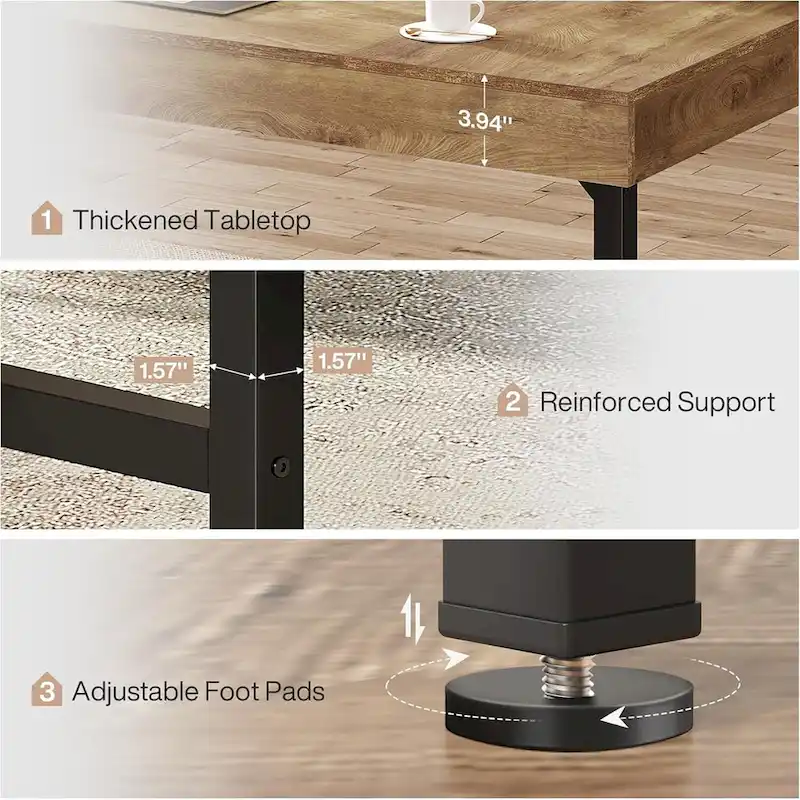 55 Inches Industrial Executive Desk, Rustic Simple Computer Laptop Desk with Strong Metal Legs