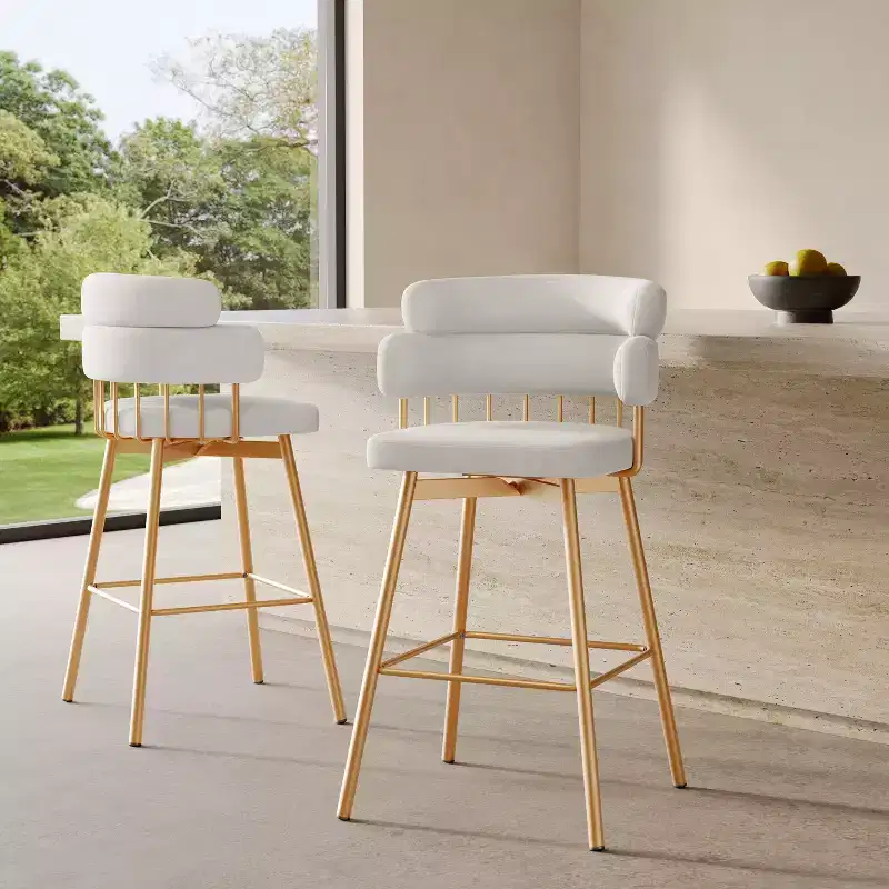 Christopher Knight Home Candy Metal Upholstered 180 Swivel Counter stools with Auto Return (Set of 2)